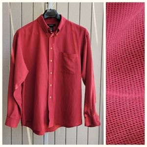 Y2K Polynosic Rayon Red Shirt Men's XL Button-Down Collar